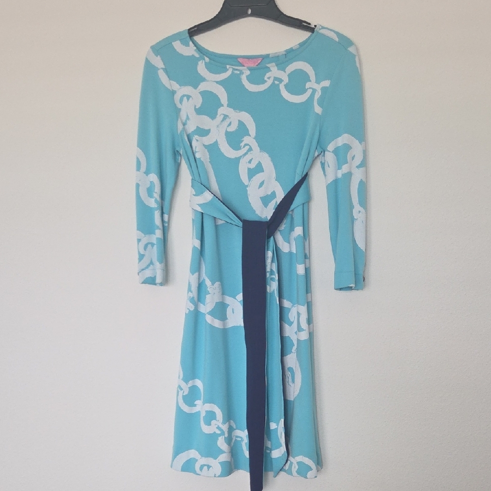 Lily Pulitzer Jonah Posh Chain Print Dress With Reversible Belt Small